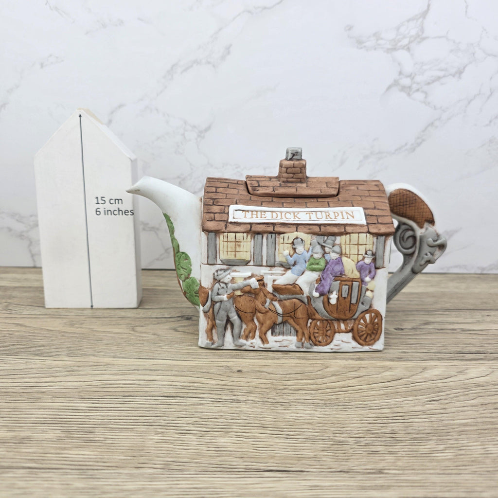 Christopher Wren Teapot “The Dick Turpin” | Vintage English Pub Teapot | Staffordshire England | Hand-Painted Ceramic Collectible