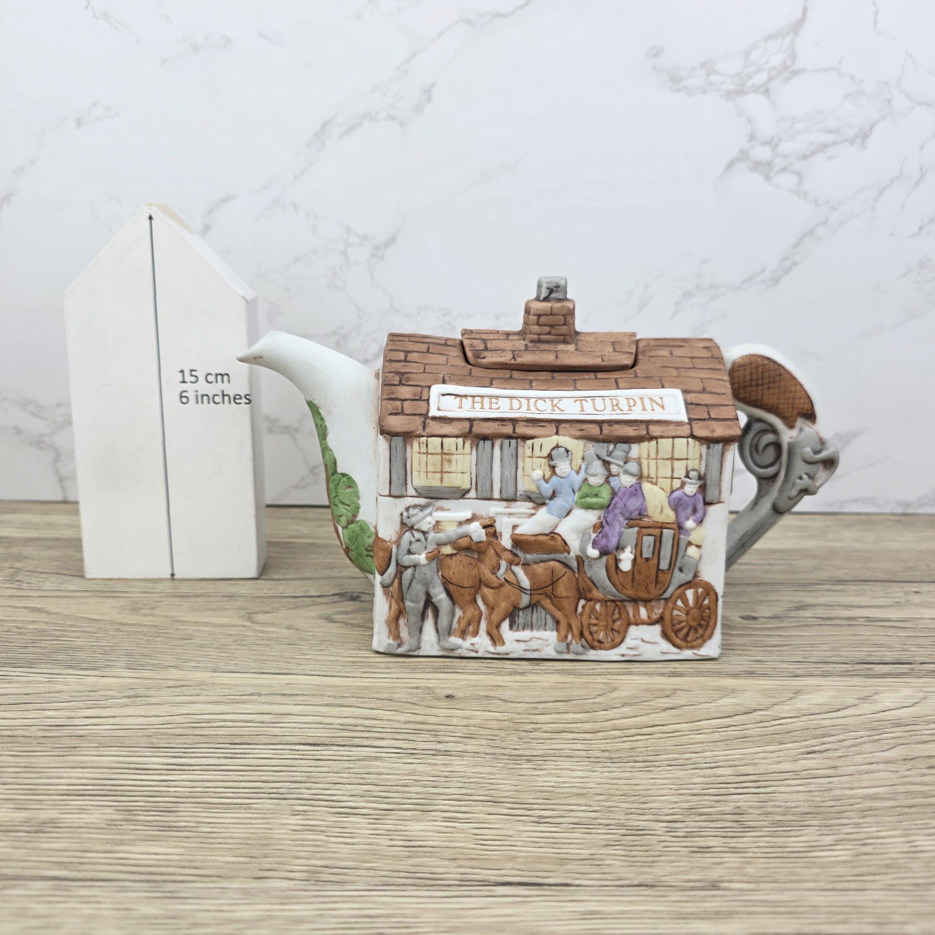 Christopher Wren Teapot “The Dick Turpin” | Vintage English Pub Teapot | Staffordshire England | Hand-Painted Ceramic Collectible