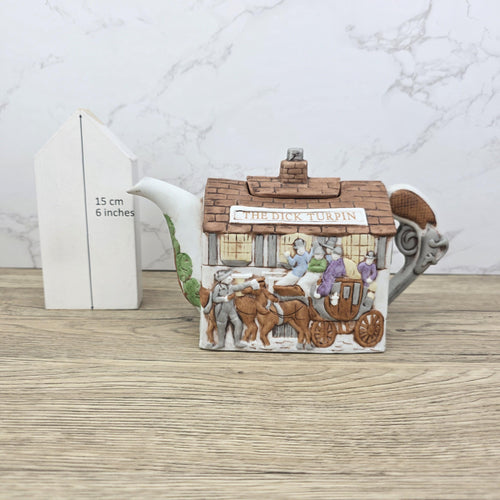 Christopher Wren Teapot “The Dick Turpin” | Vintage English Pub Teapot | Staffordshire England | Hand-Painted Ceramic Collectible