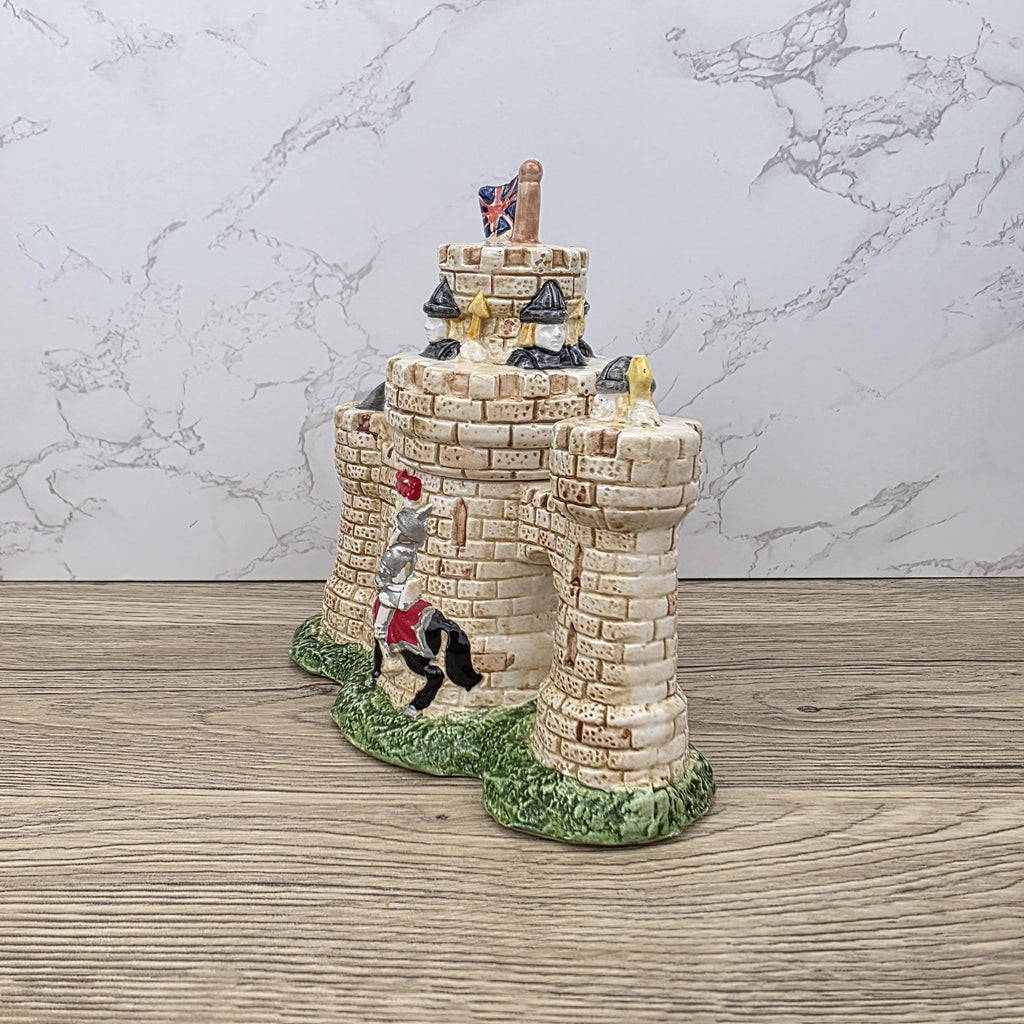 Leonardo Castle Teapot | Vintage British Knight Ceramic TeaPot | Collectible Pottery | Medieval Decor Union Jack