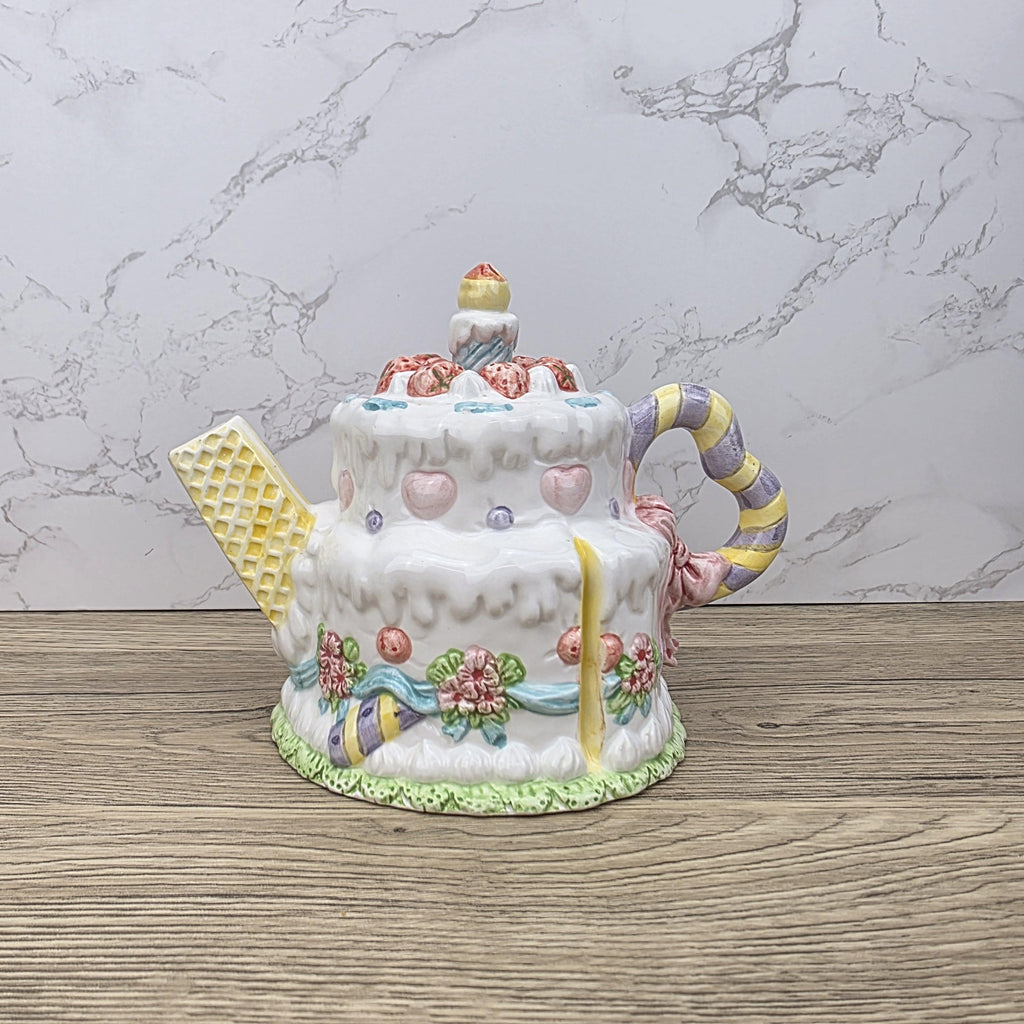 Leonardo Celebration Dessert Pot | Hand-Painted Pastel Ceramic Collectible | Whimsical Vintage Display Piece