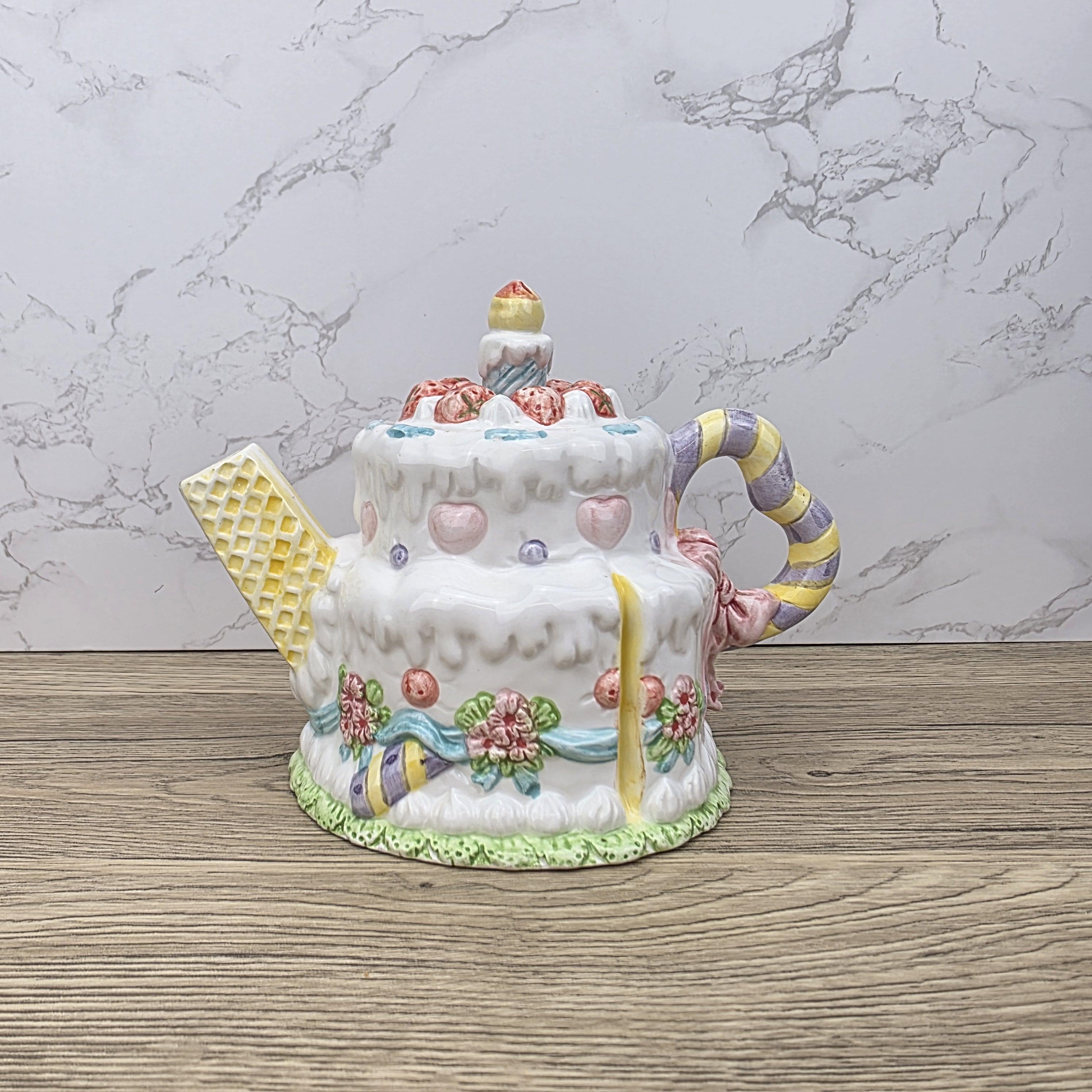 Leonardo Celebration Dessert Pot | Hand-Painted Pastel Ceramic Collectible | Whimsical Vintage Display Piece