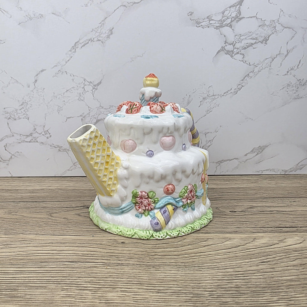 Leonardo Celebration Dessert Pot | Hand-Painted Pastel Ceramic Collectible | Whimsical Vintage Display Piece