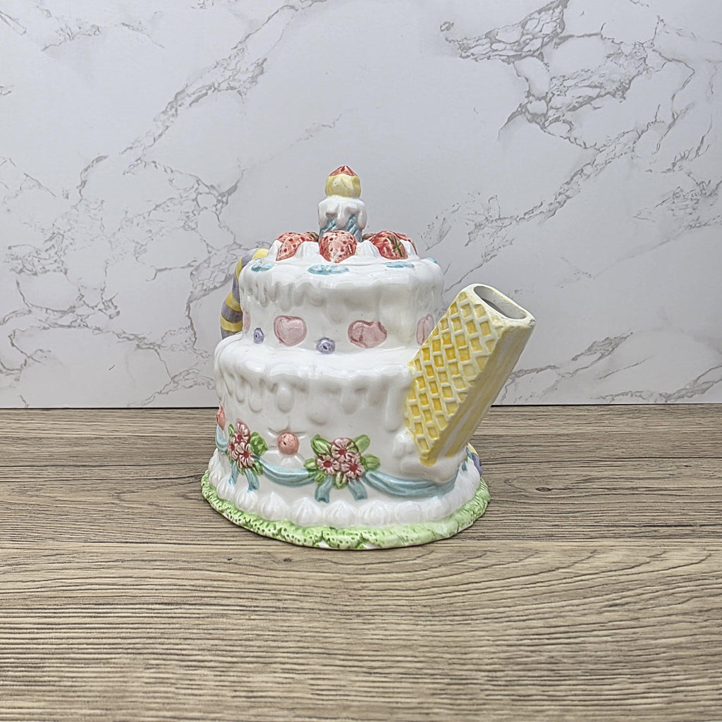 Leonardo Celebration Dessert Pot | Hand-Painted Pastel Ceramic Collectible | Whimsical Vintage Display Piece