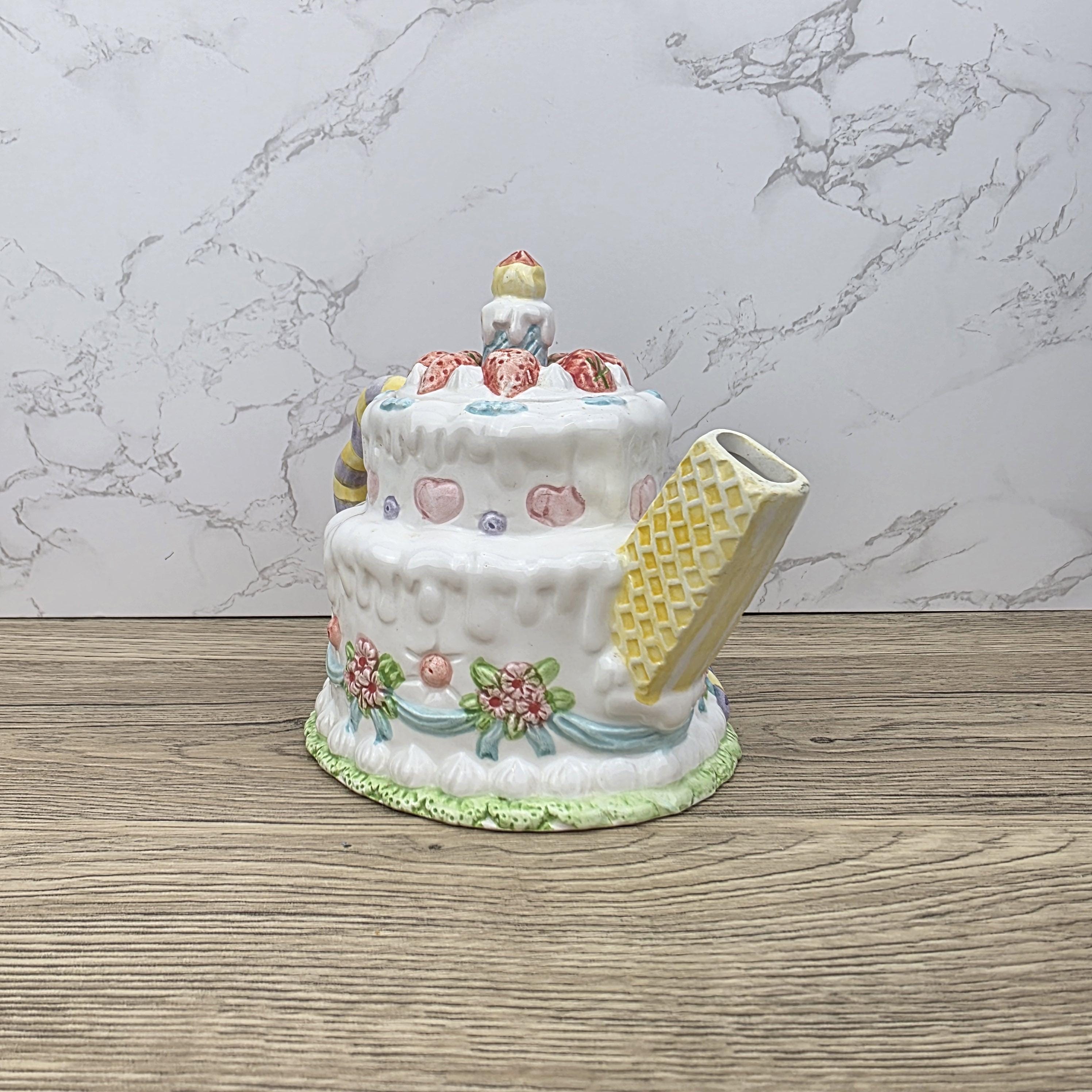 Leonardo Celebration Dessert Pot | Hand-Painted Pastel Ceramic Collectible | Whimsical Vintage Display Piece