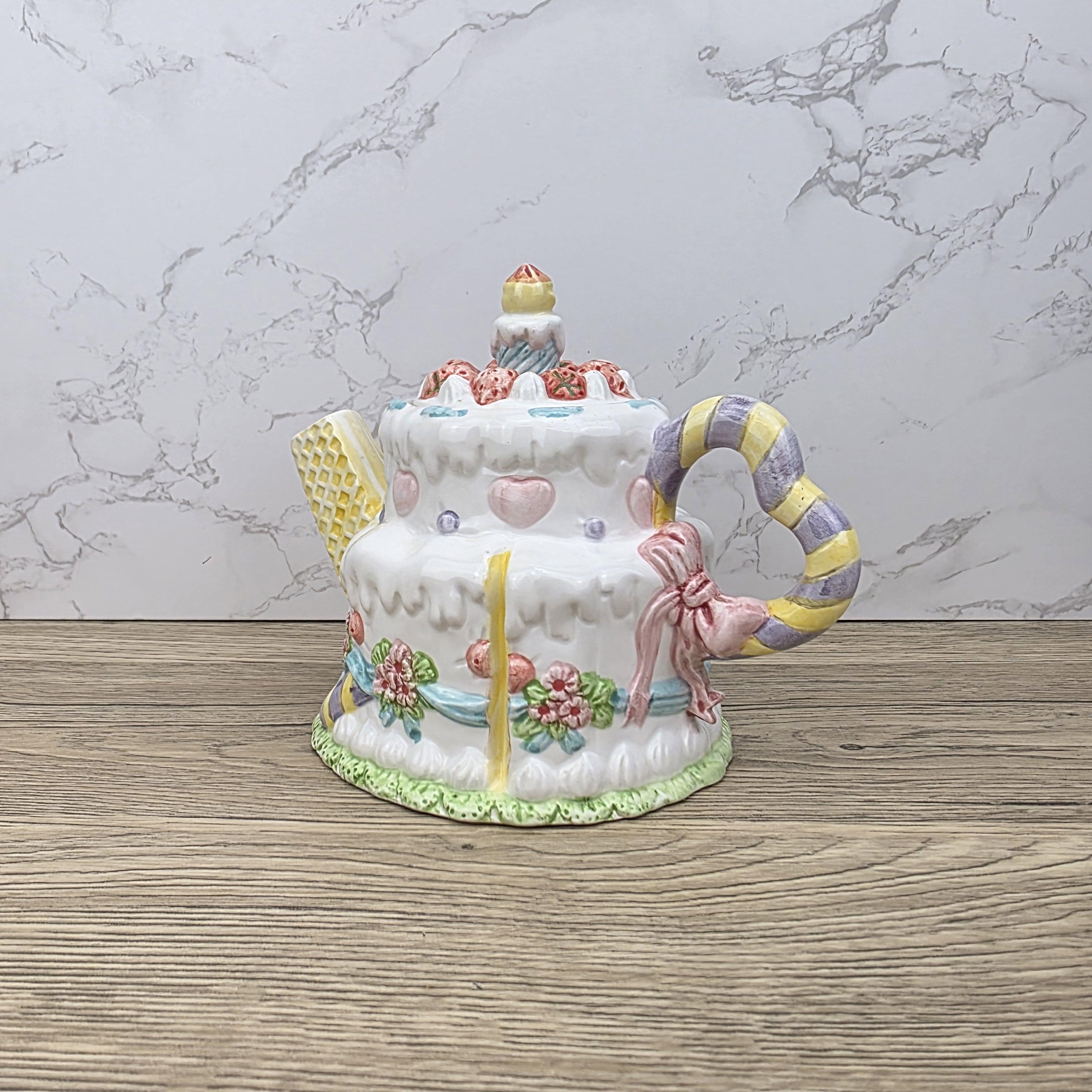 Leonardo Celebration Dessert Pot | Hand-Painted Pastel Ceramic Collectible | Whimsical Vintage Display Piece