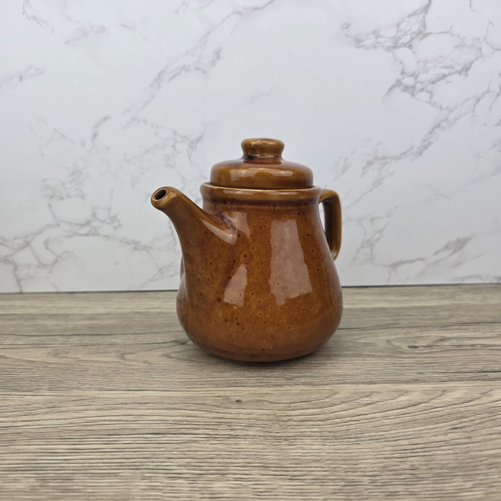 Vintage Brown Glazed Ceramic Teapot with Smiling Face Design |Pottery Kitchen Decor | Collectible Retro
