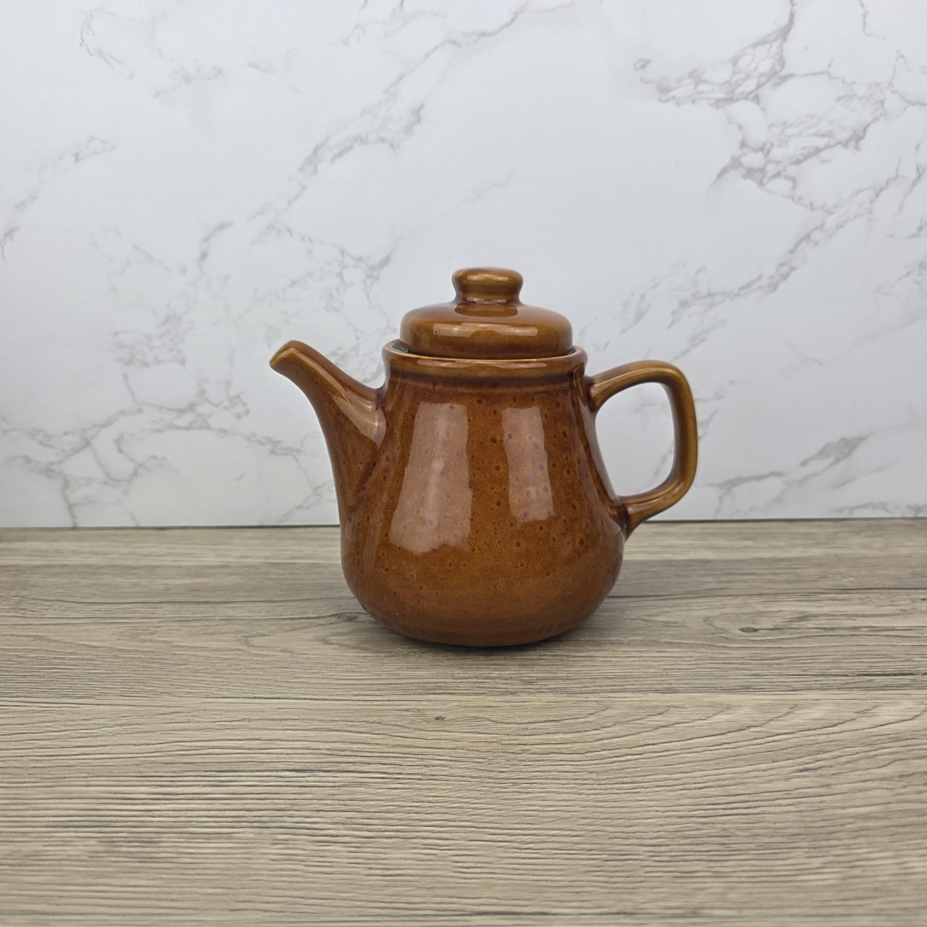 Vintage Brown Glazed Ceramic Teapot with Smiling Face Design |Pottery Kitchen Decor | Collectible Retro