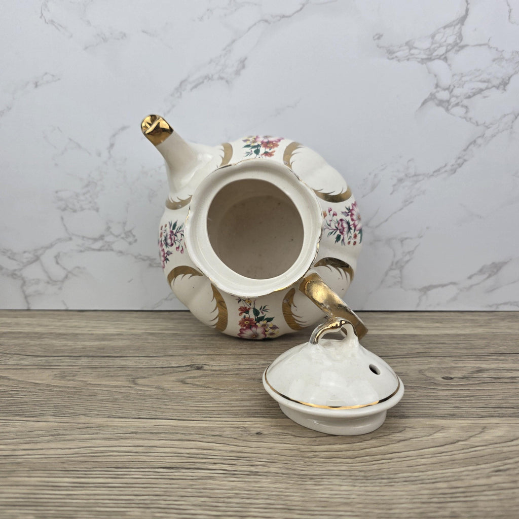 Windsor England Bone China Teapot Floral Gold Detailing | Vintage English Porcelain | Collectible Cottagecore Decor