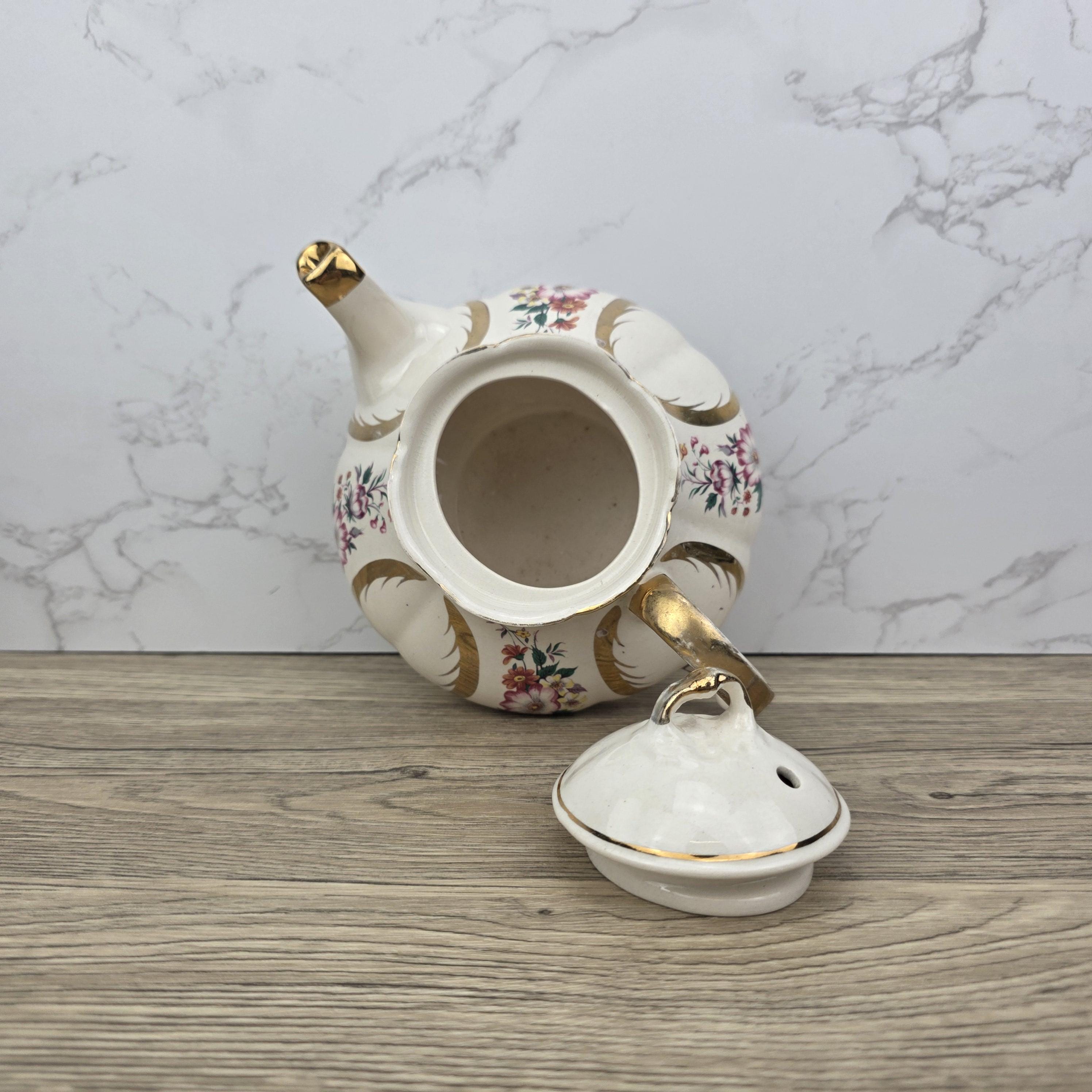 Windsor England Bone China Teapot Floral Gold Detailing | Vintage English Porcelain | Collectible Cottagecore Decor