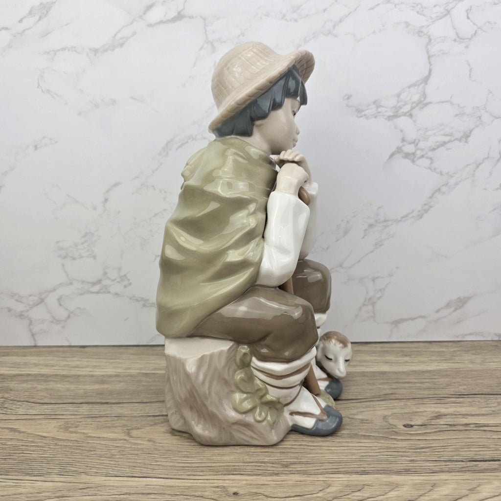 Nadal Porcelain Shepherd Boy Lamb Figurine | Handcrafted Spanish Ceramic Figure | Vintage Collectible | Pastoral Sculpture