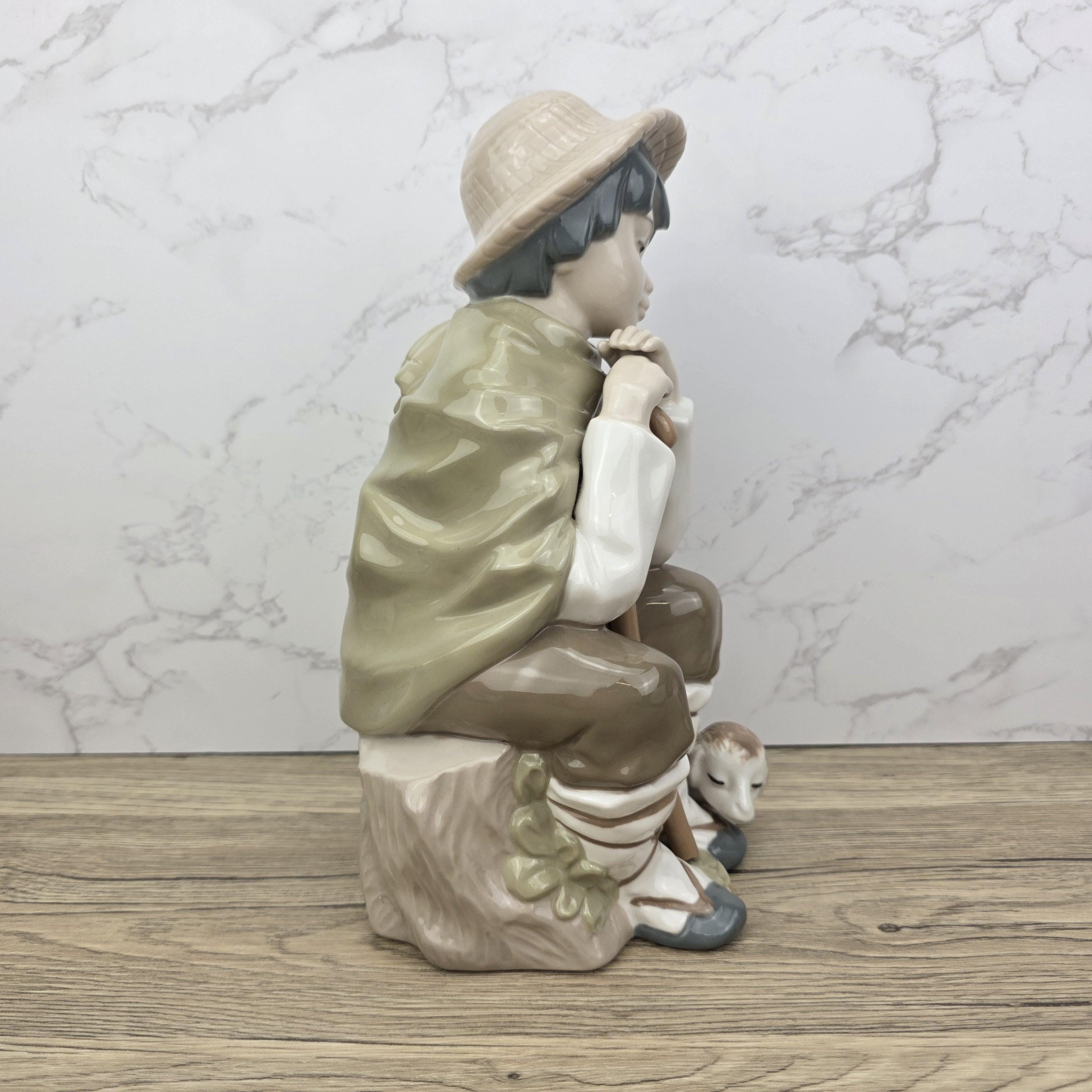 Nadal Porcelain Shepherd Boy Lamb Figurine | Handcrafted Spanish Ceramic Figure | Vintage Collectible | Pastoral Sculpture