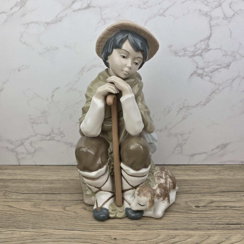 Nadal Porcelain Shepherd Boy Lamb Figurine | Handcrafted Spanish Ceramic Figure | Vintage Collectible | Pastoral Sculpture