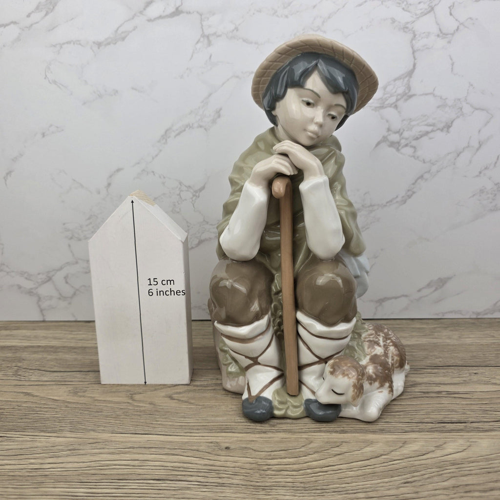 Nadal Porcelain Shepherd Boy Lamb Figurine | Handcrafted Spanish Ceramic Figure | Vintage Collectible | Pastoral Sculpture