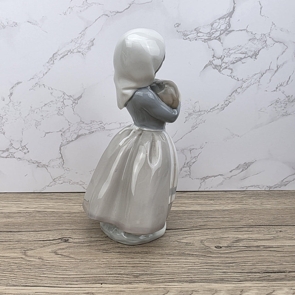 Vintage Nao Lladro Figurine | Spanish Porcelain Girl with Lamb