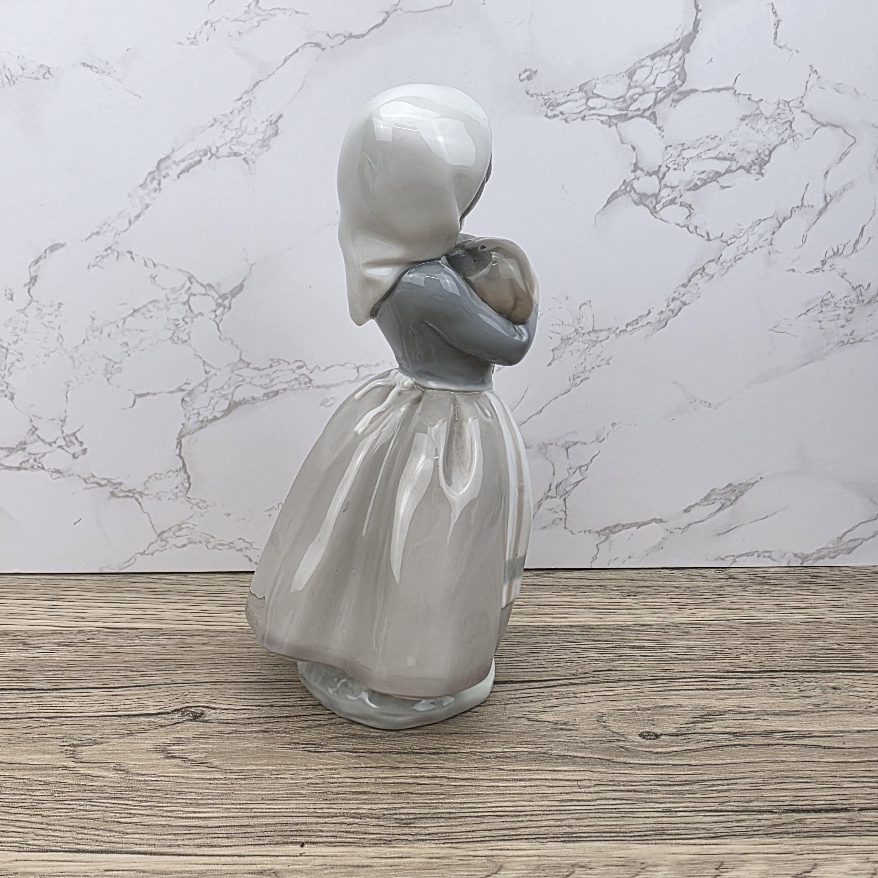 Vintage Nao Lladro Figurine | Spanish Porcelain Girl with Lamb