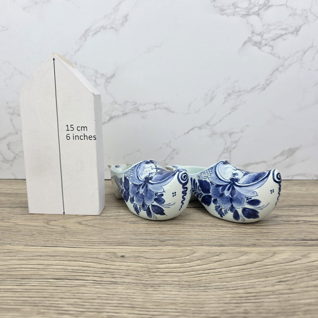 Vintage Delft Blue Ceramic Clogs | Hand Painted Dutch Shoes, Firma C. van Gool