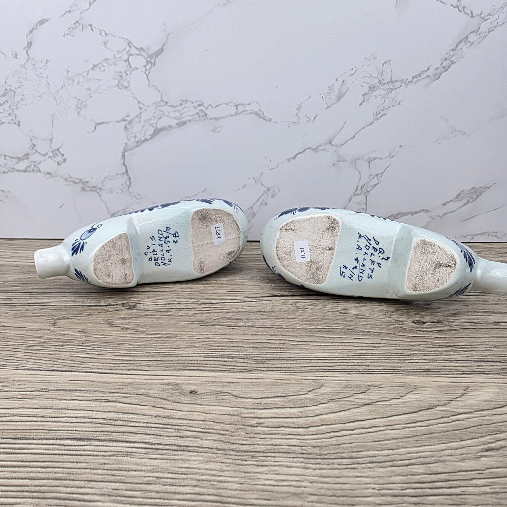 Vintage Delft Blue Ceramic Clogs | Hand Painted Dutch Shoes, Firma C. van Gool
