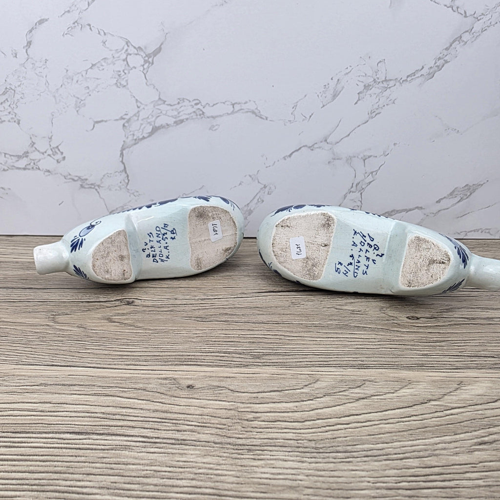Vintage Delft Blue Ceramic Clogs | Hand Painted Dutch Shoes, Firma C. van Gool