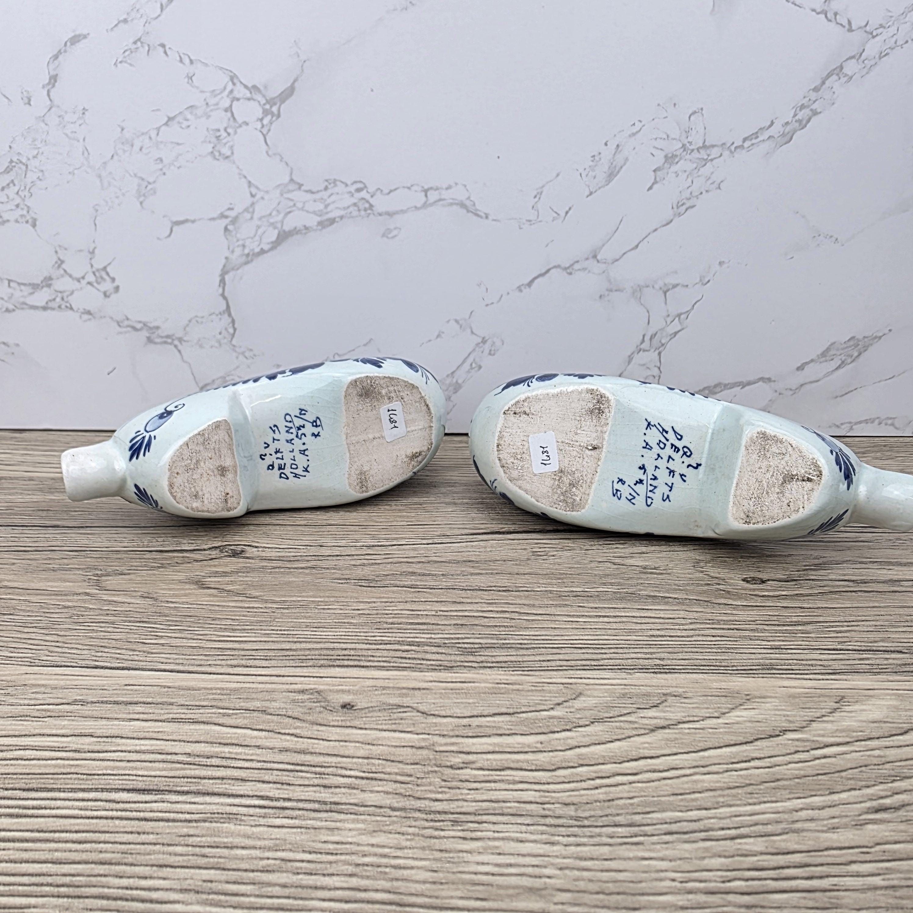 Vintage Delft Blue Ceramic Clogs | Hand Painted Dutch Shoes, Firma C. van Gool