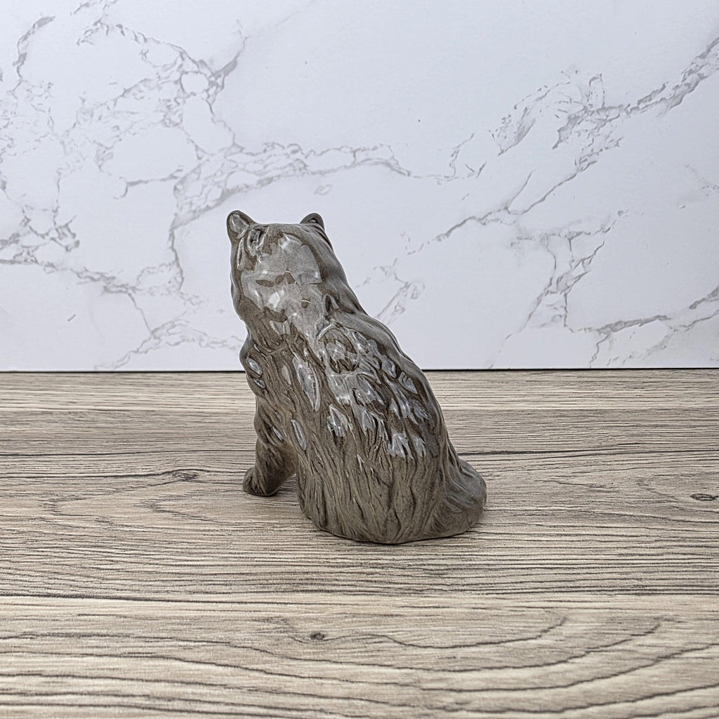 Royal Doulton Persian Cat Figurine | HN2584 Fluffy Grey Cat with White Paw | Vintage English Collectible