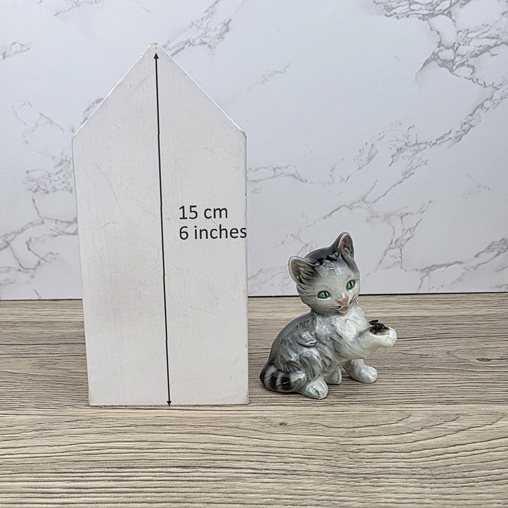 Goebel Hummel Playful Cat with Beetle” Figurine | W.Germany Porcelain Vintage Collectible Tabby Kitten
