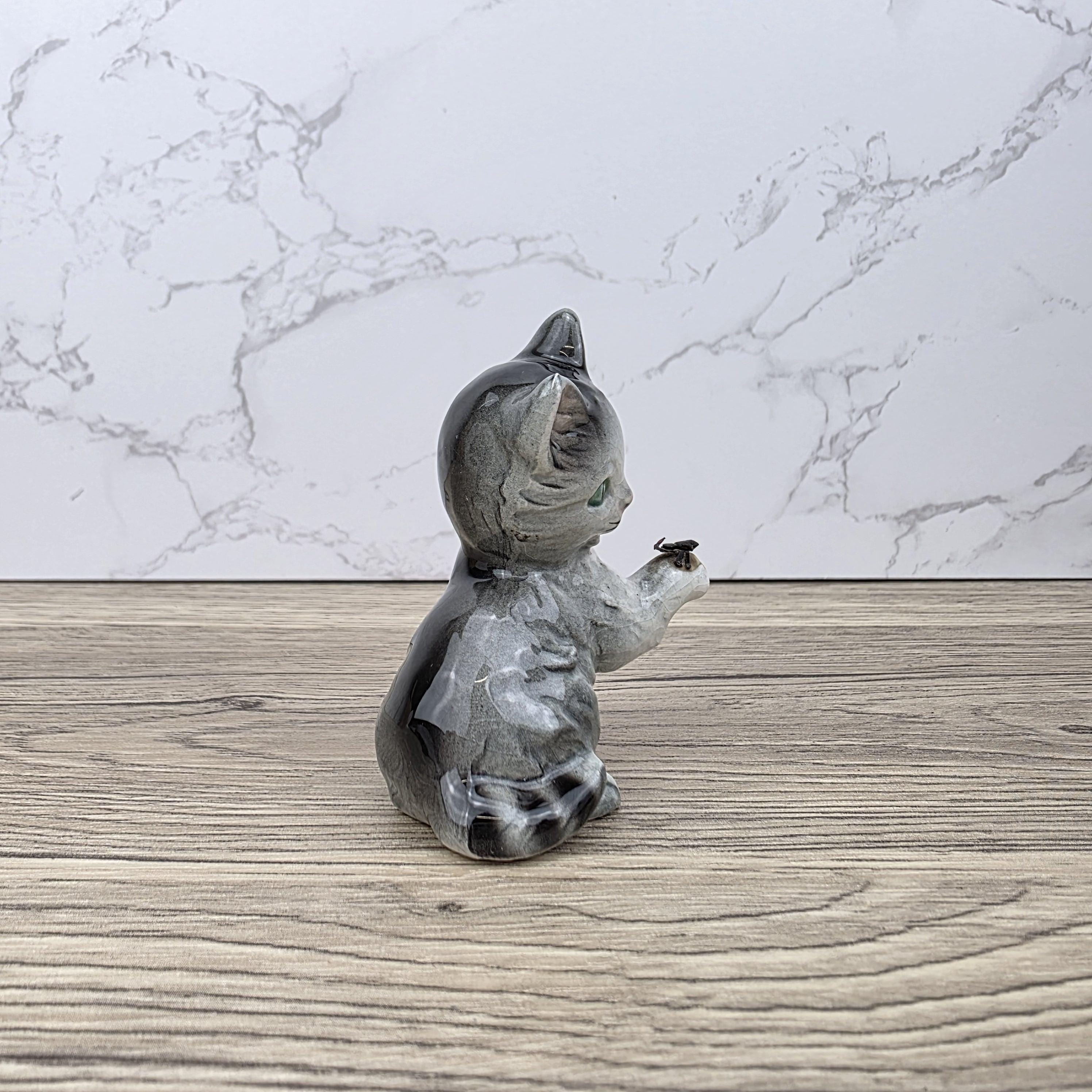 Goebel Hummel Playful Cat with Beetle” Figurine | W.Germany Porcelain Vintage Collectible Tabby Kitten