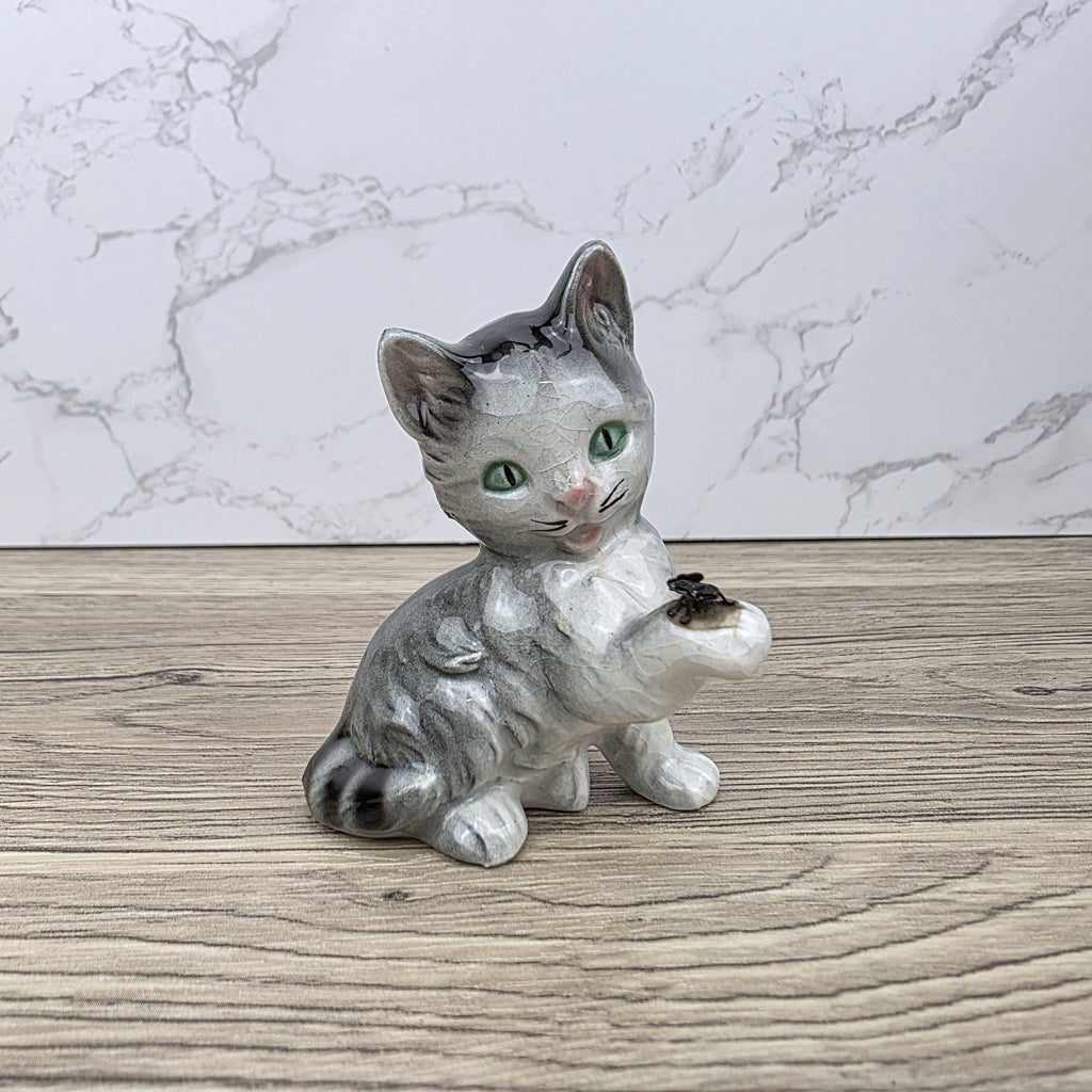 Goebel Hummel Playful Cat with Beetle” Figurine | W.Germany Porcelain Vintage Collectible Tabby Kitten