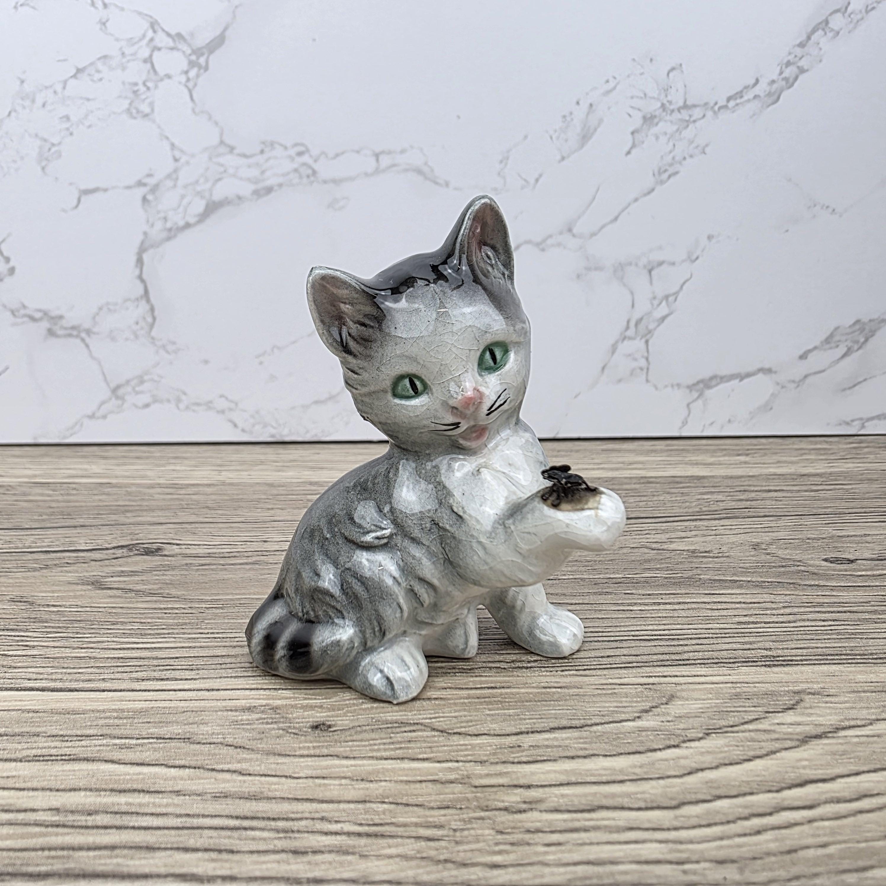 Goebel Hummel Playful Cat with Beetle” Figurine | W.Germany Porcelain Vintage Collectible Tabby Kitten
