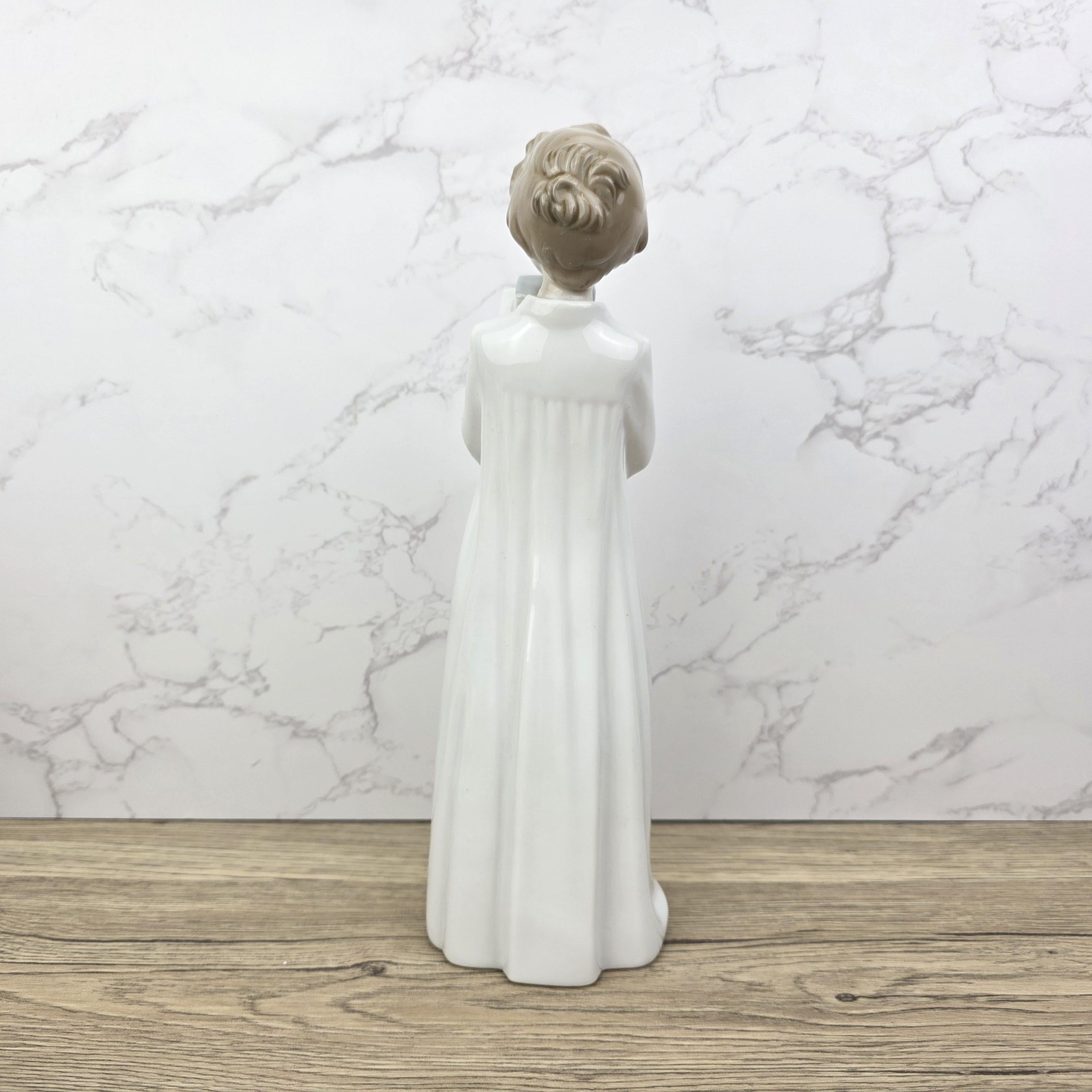 NAO by Lladro “The Little Scholar” Vintage Porcelain Figurine | Boy Holding Books | Handcrafted Glazed Porcelain