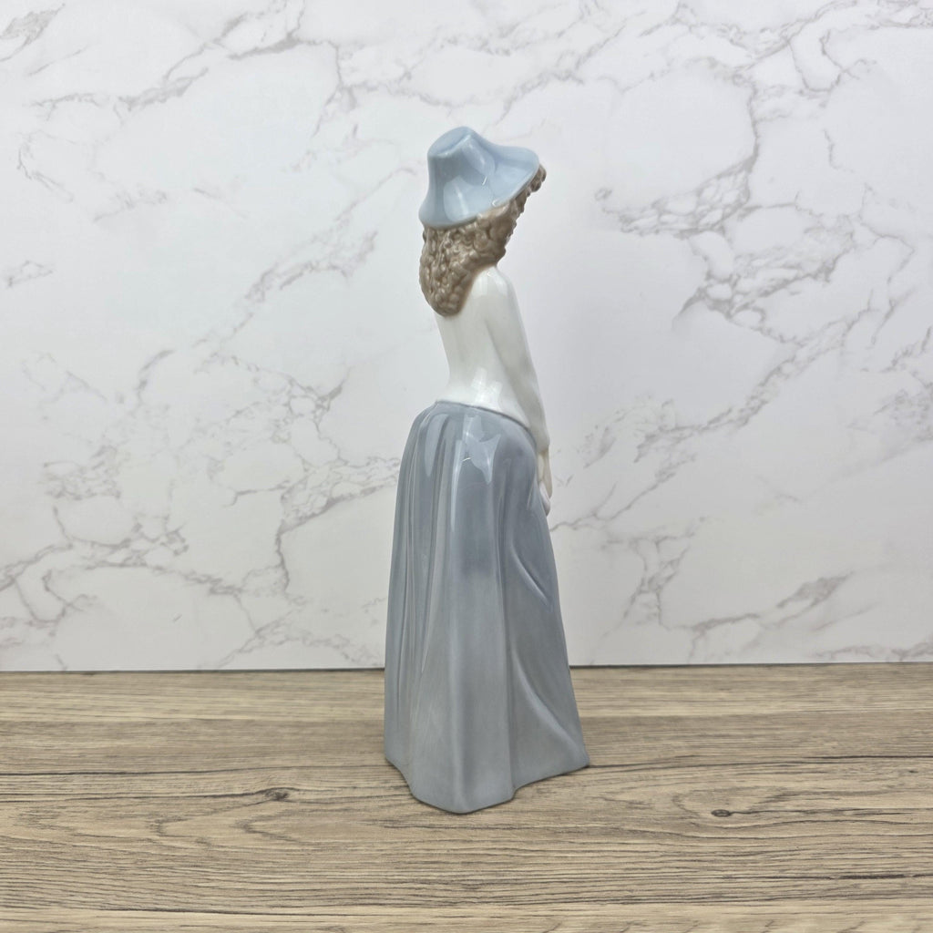 Collectible Vintage NAO by Lladro “Girl with Hat” Porcelain Figurine | Spain 1980s | Handcrafted Glazed
