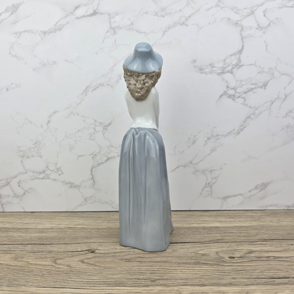 Collectible Vintage NAO by Lladro “Girl with Hat” Porcelain Figurine | Spain 1980s | Handcrafted Glazed