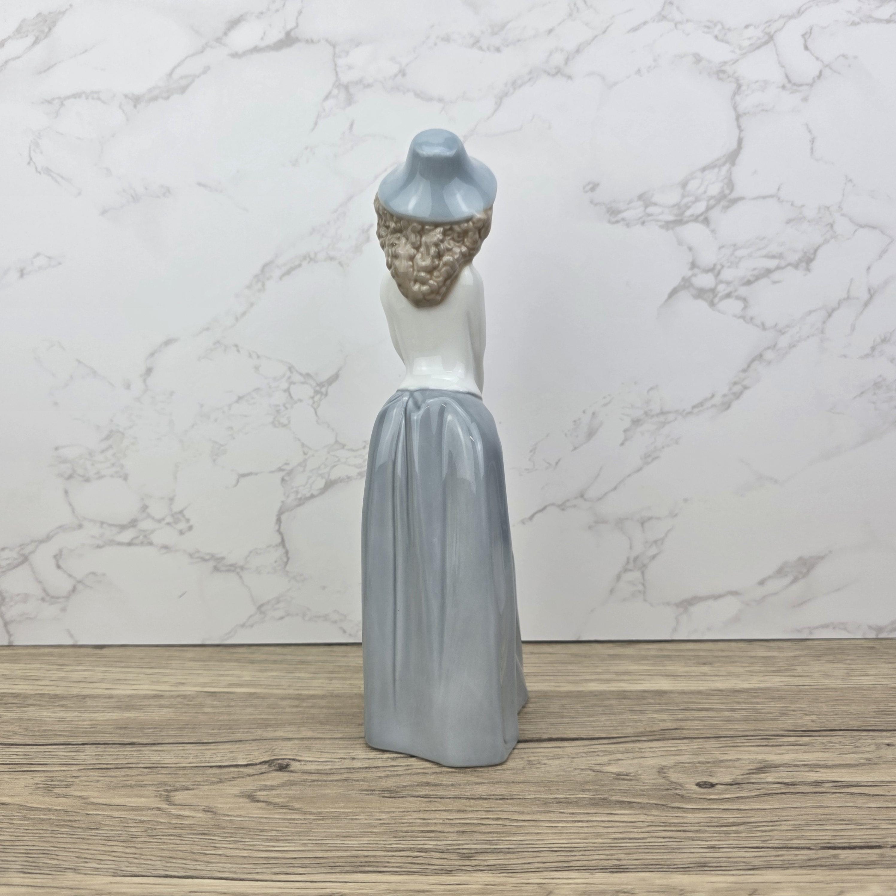 Collectible Vintage NAO by Lladro “Girl with Hat” Porcelain Figurine | Spain 1980s | Handcrafted Glazed