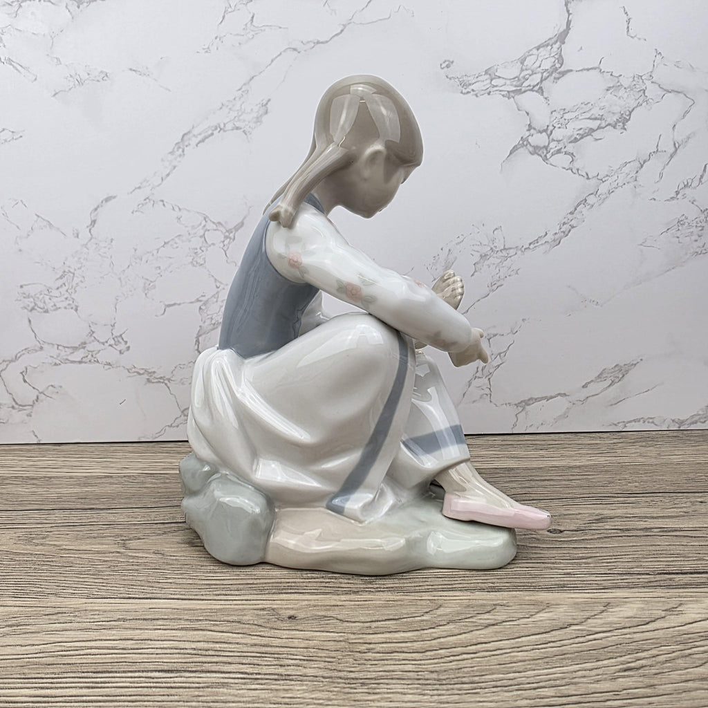 NAO Lladro Porcelain Figurine | Girl with Basket, Handmade Spanish Decor