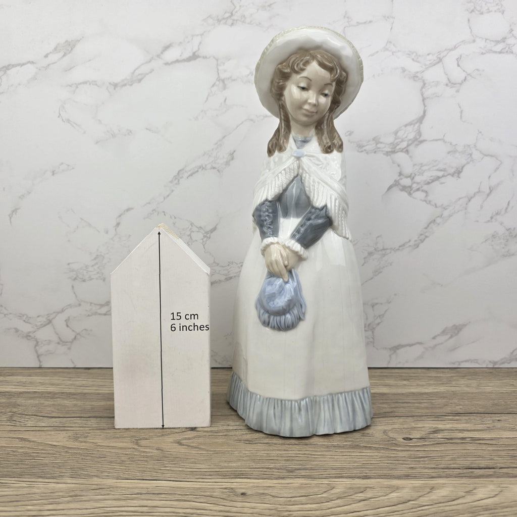 NAO Lladro Porcelain Figurine | Vintage Victorian Girl with Bonnet