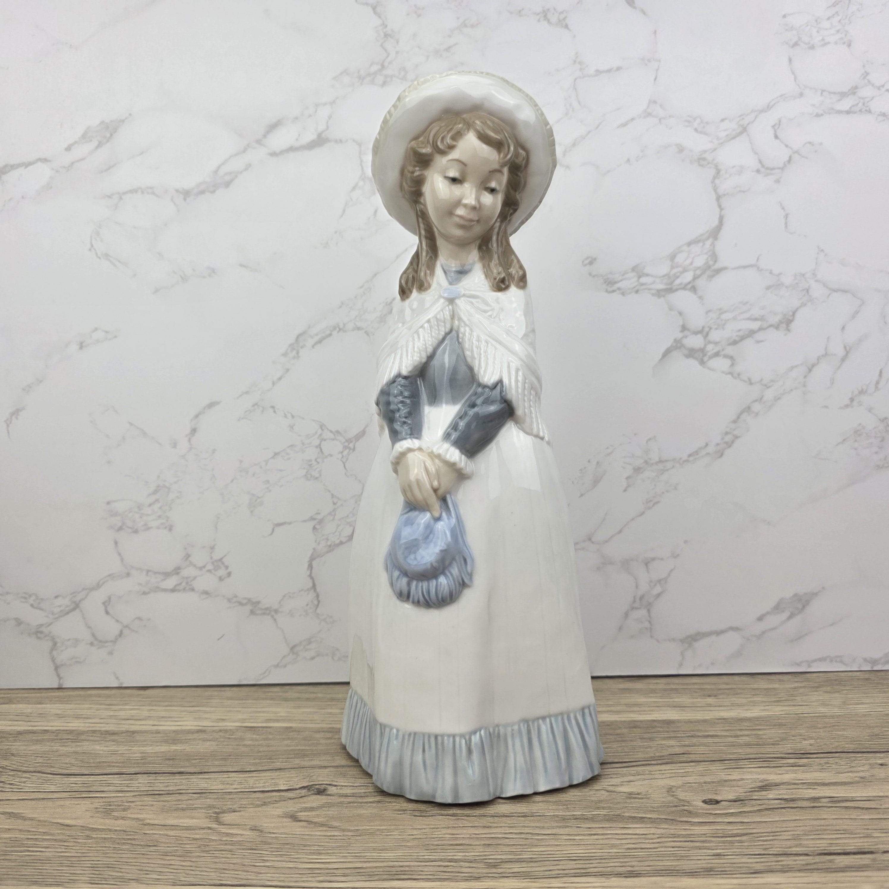 NAO Lladro Porcelain Figurine | Vintage Victorian Girl with Bonnet