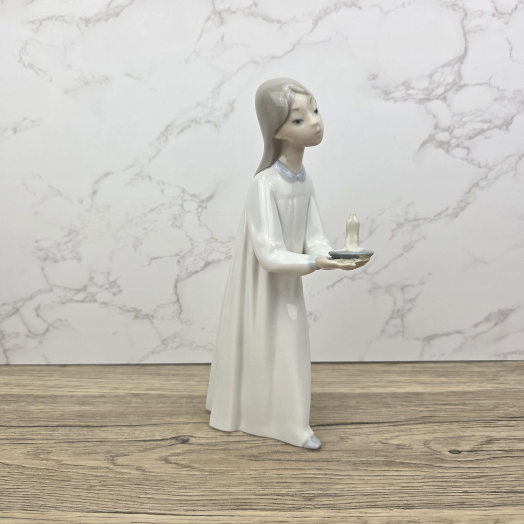 Lladro Porcelain Figurine Girl with Candle 4687 | Vintage Spanish Collectible | Vintage Handmade Glazed Ceramic