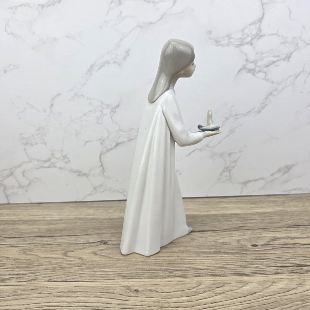 Lladro Porcelain Figurine Girl with Candle 4687 | Vintage Spanish Collectible | Vintage Handmade Glazed Ceramic