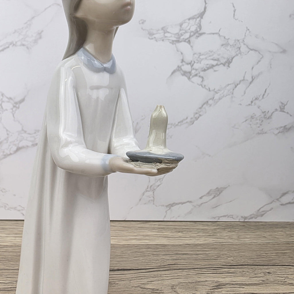 Lladro Porcelain Figurine Girl with Candle 4687 | Vintage Spanish Collectible | Vintage Handmade Glazed Ceramic