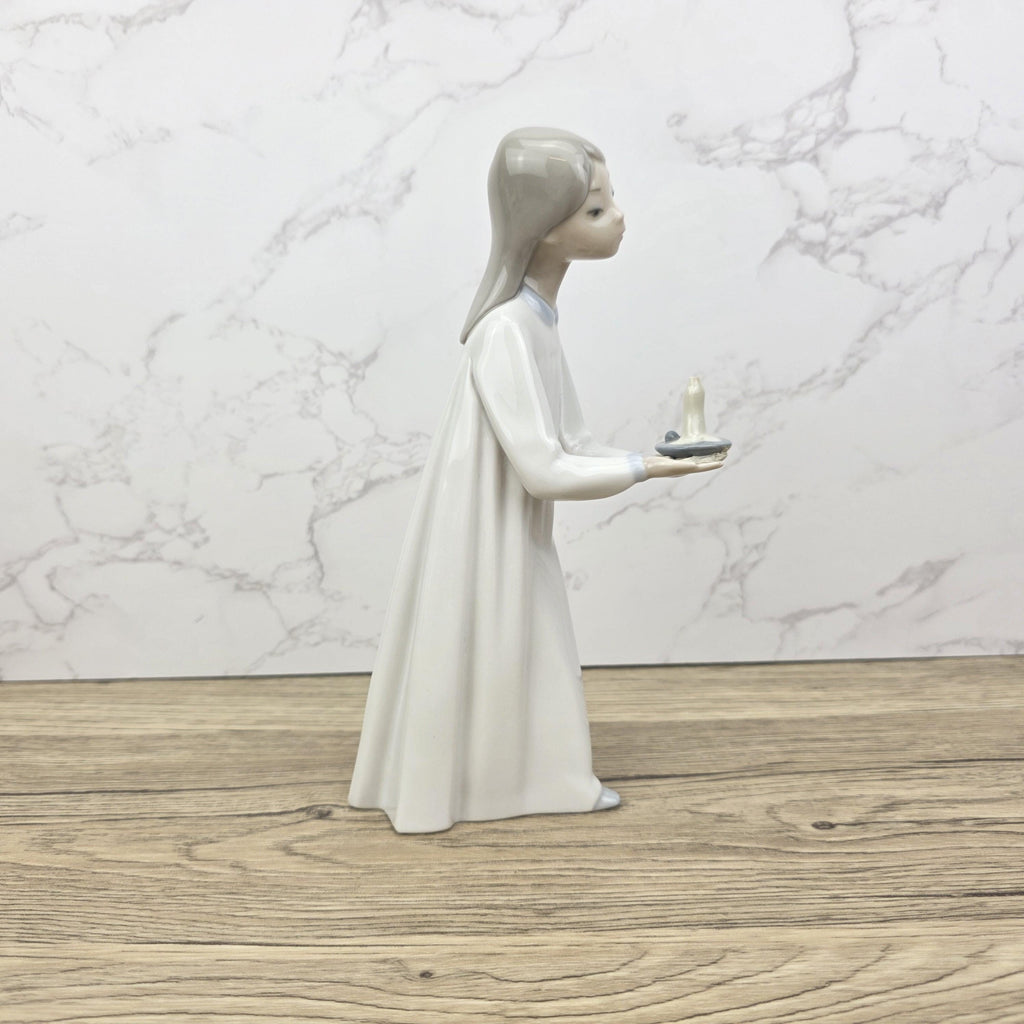 Lladro Porcelain Figurine Girl with Candle 4687 | Vintage Spanish Collectible | Vintage Handmade Glazed Ceramic