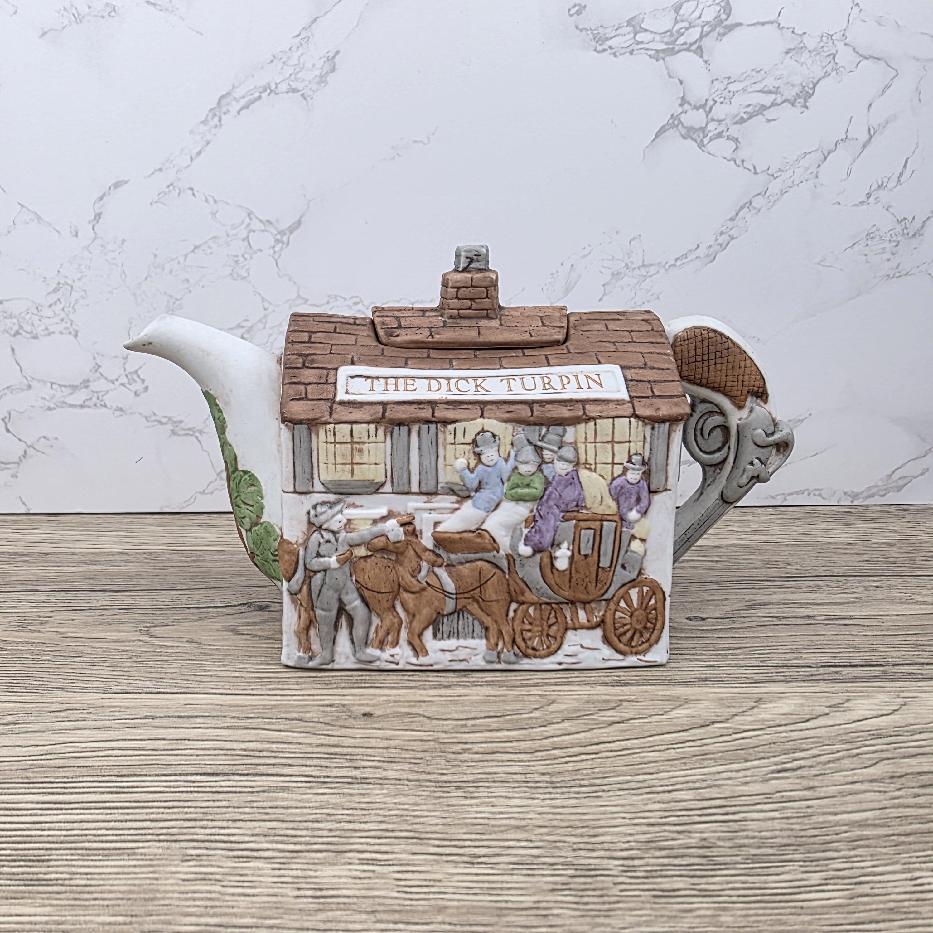 Christopher Wren Teapot “The Dick Turpin” | Vintage English Pub Teapot | Staffordshire England | Hand-Painted Ceramic Collectible