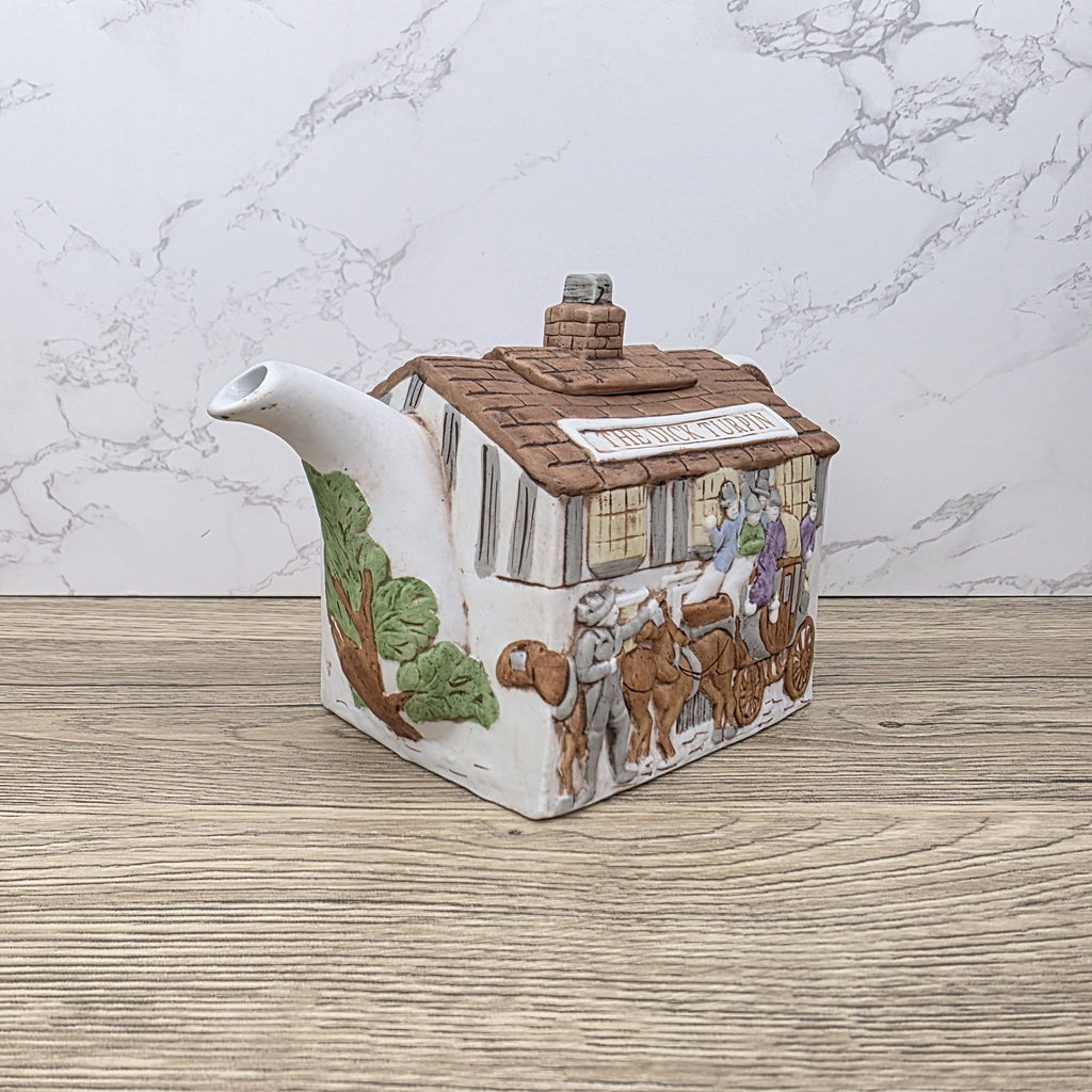 Christopher Wren Teapot “The Dick Turpin” | Vintage English Pub Teapot | Staffordshire England | Hand-Painted Ceramic Collectible