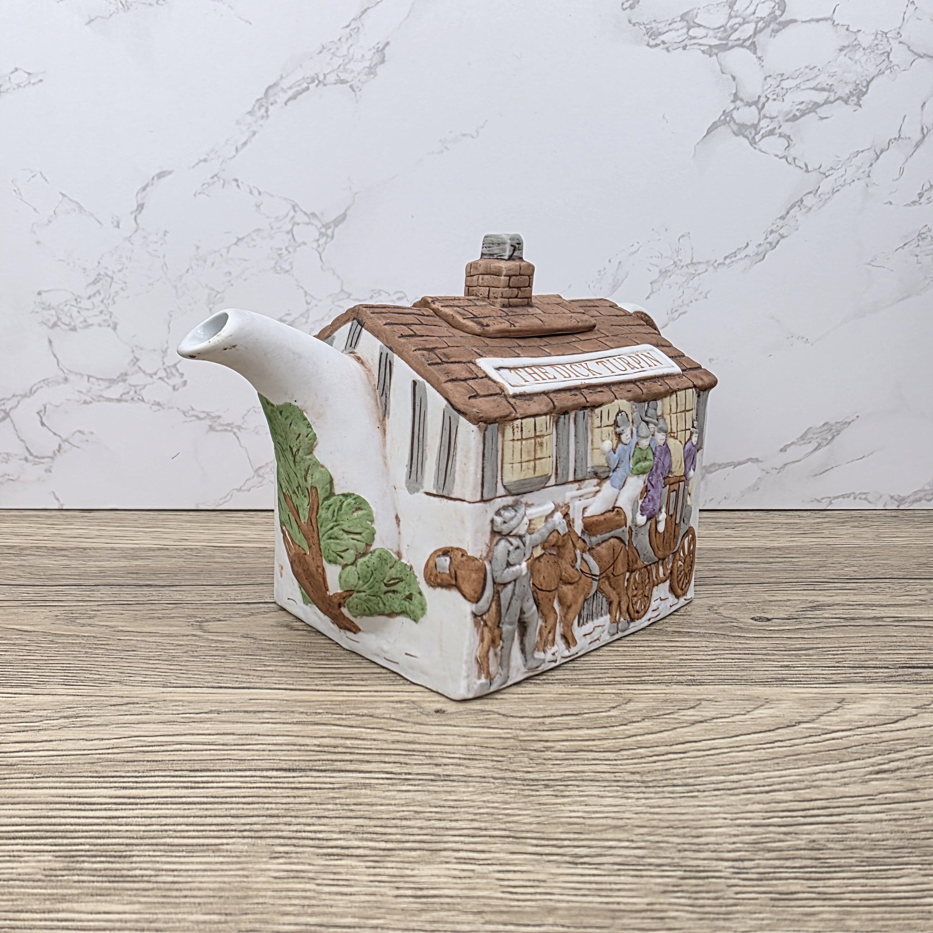 Christopher Wren Teapot “The Dick Turpin” | Vintage English Pub Teapot | Staffordshire England | Hand-Painted Ceramic Collectible