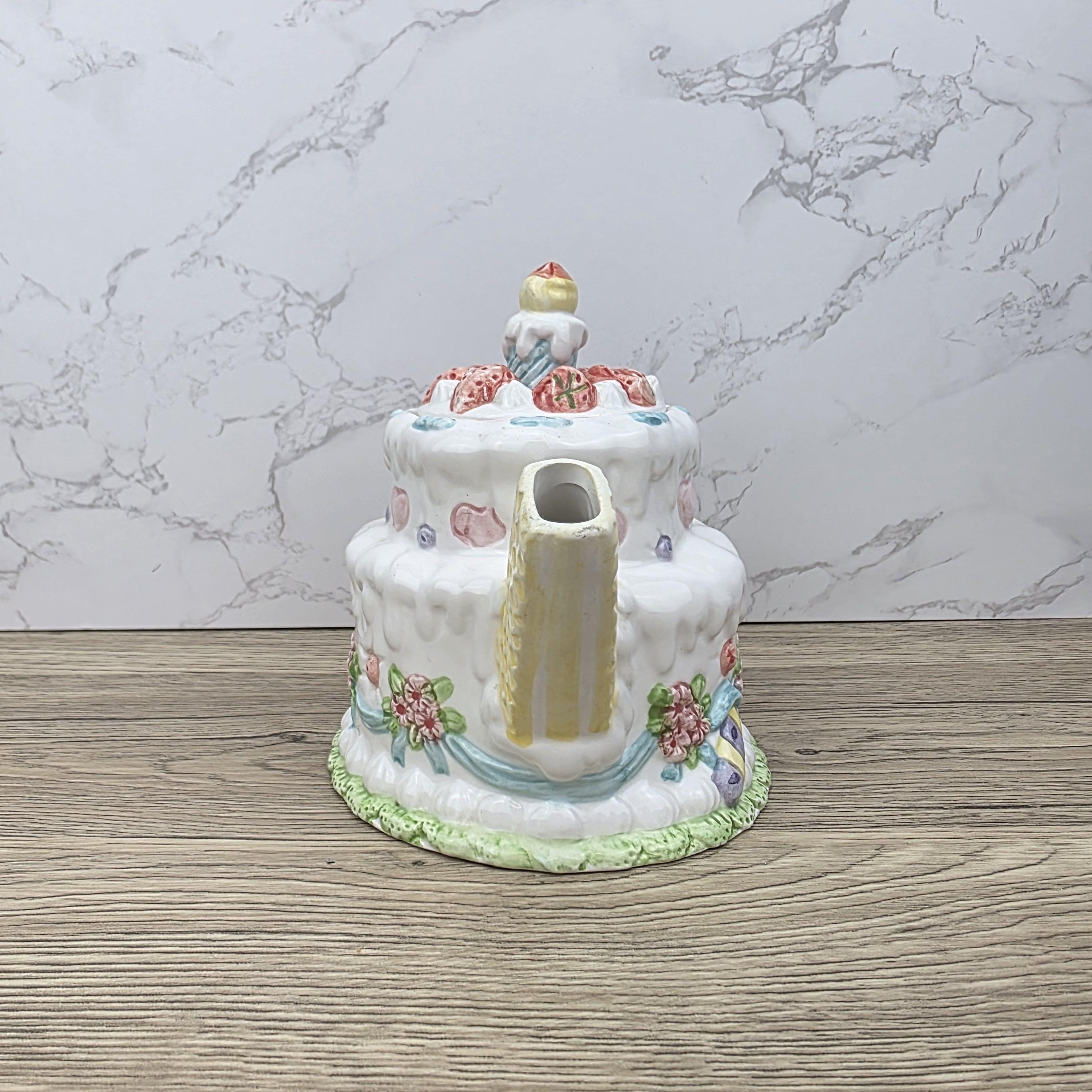 Leonardo Celebration Dessert Pot | Hand-Painted Pastel Ceramic Collectible | Whimsical Vintage Display Piece