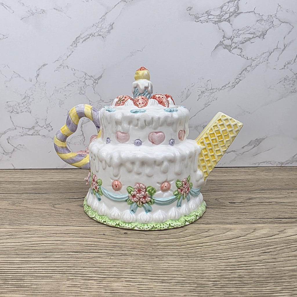 Leonardo Celebration Dessert Pot | Hand-Painted Pastel Ceramic Collectible | Whimsical Vintage Display Piece