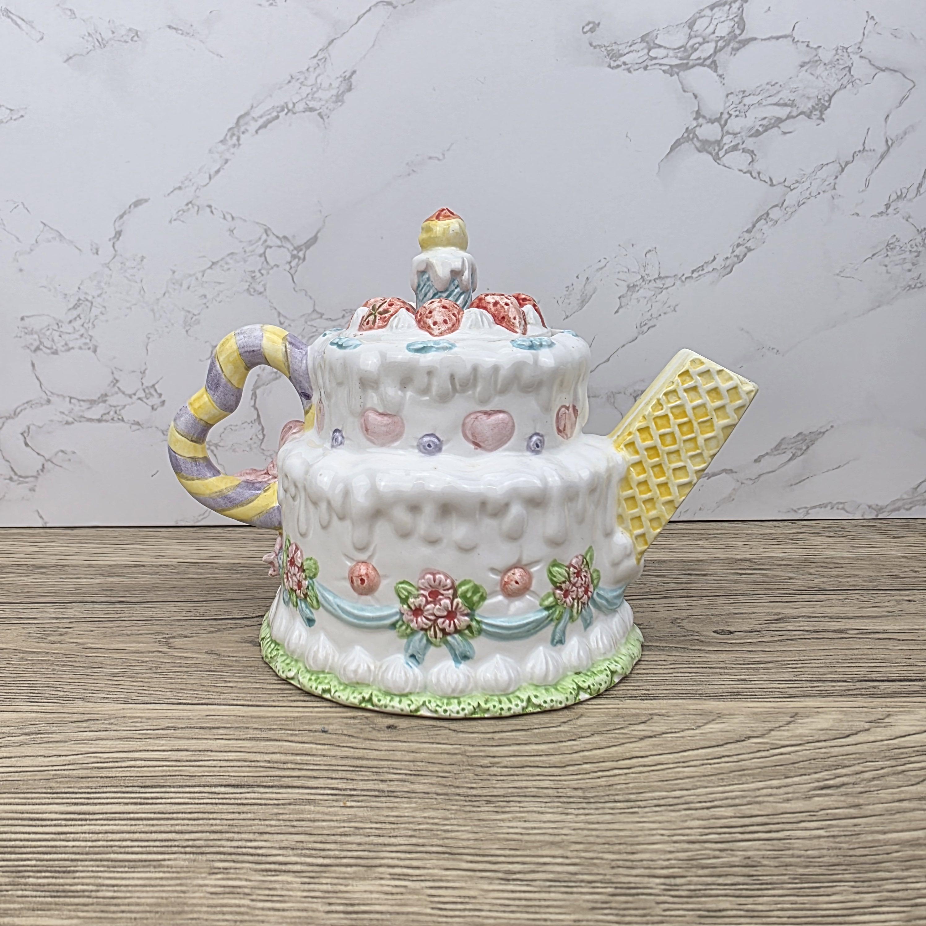 Leonardo Celebration Dessert Pot | Hand-Painted Pastel Ceramic Collectible | Whimsical Vintage Display Piece