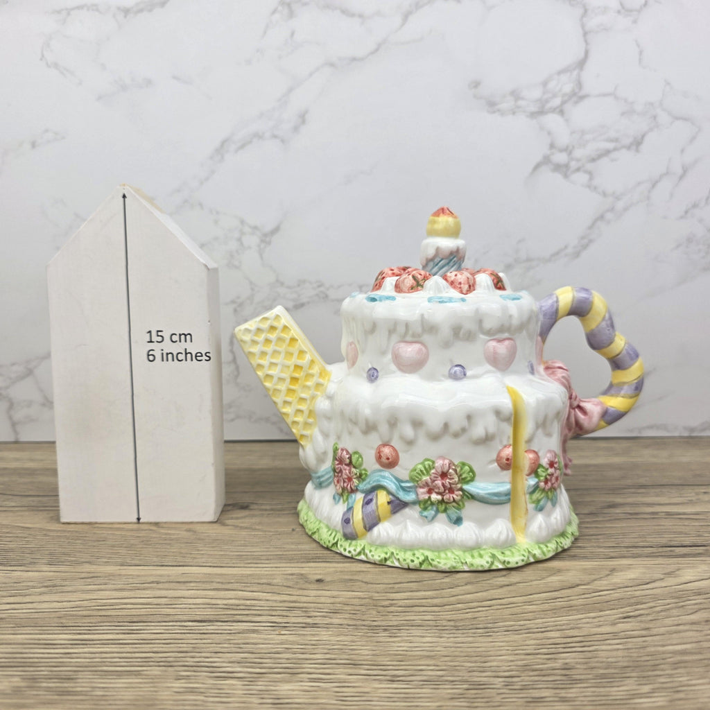 Leonardo Celebration Dessert Pot | Hand-Painted Pastel Ceramic Collectible | Whimsical Vintage Display Piece