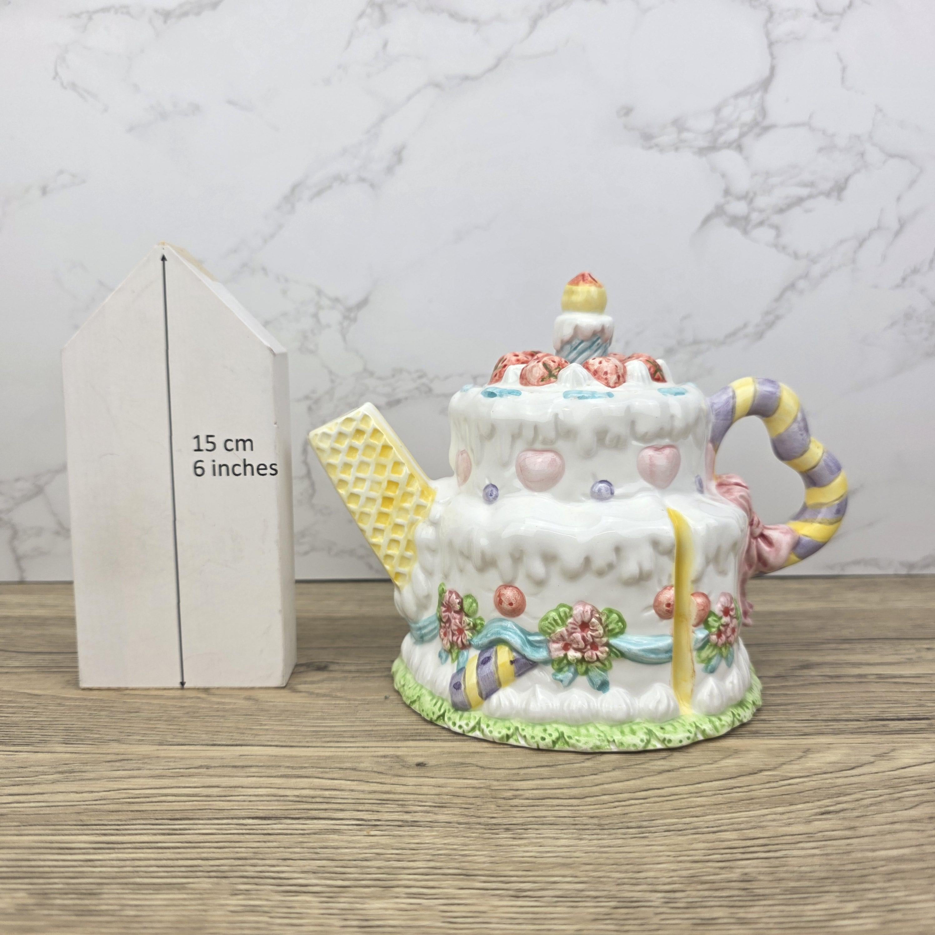 Leonardo Celebration Dessert Pot | Hand-Painted Pastel Ceramic Collectible | Whimsical Vintage Display Piece