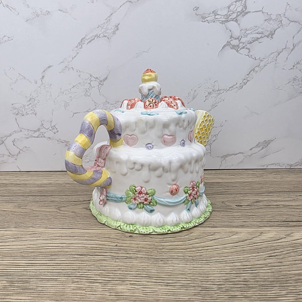 Leonardo Celebration Dessert Pot | Hand-Painted Pastel Ceramic Collectible | Whimsical Vintage Display Piece