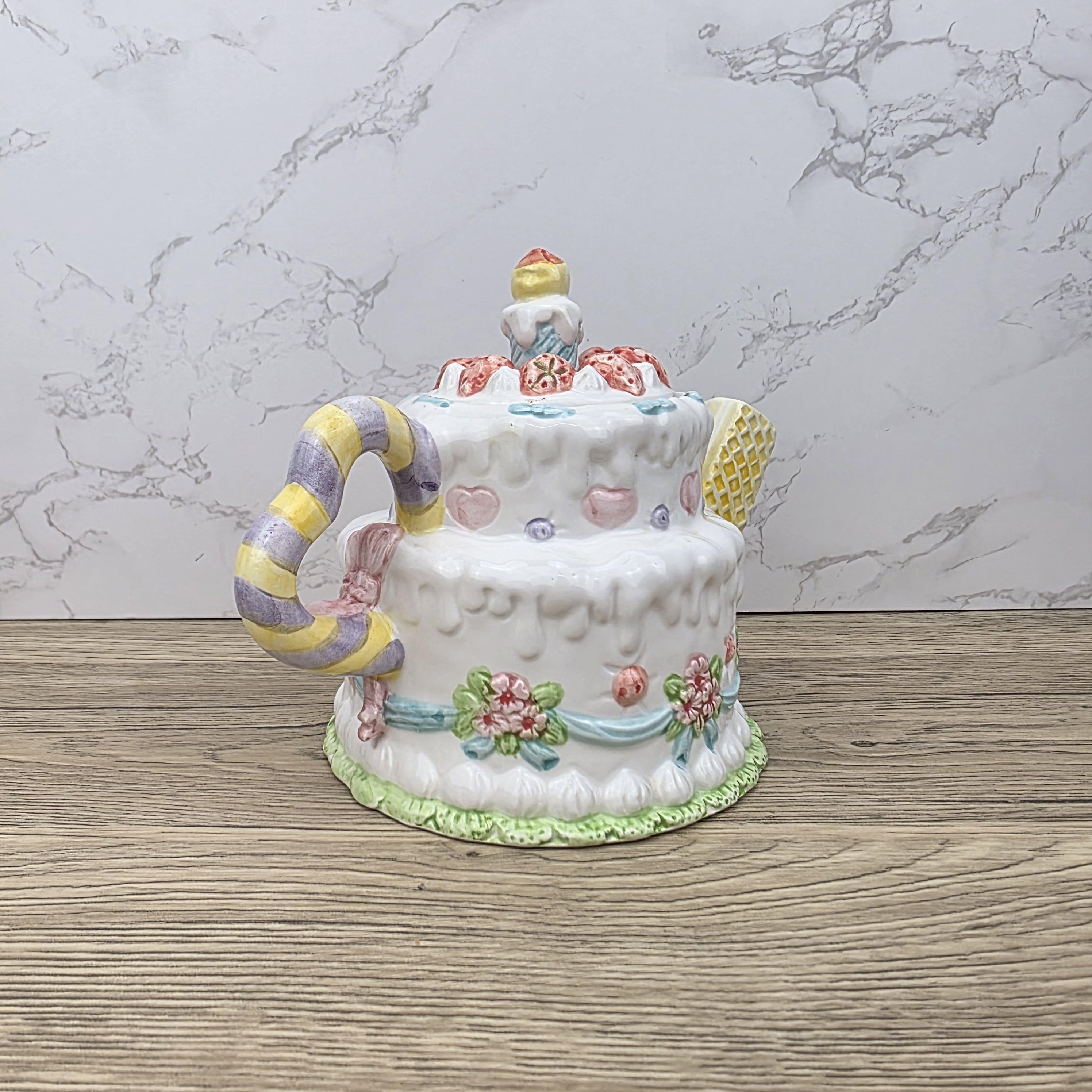 Leonardo Celebration Dessert Pot | Hand-Painted Pastel Ceramic Collectible | Whimsical Vintage Display Piece